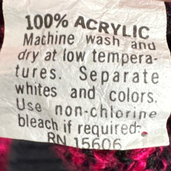 Vintage Women's Dolman Sleeve Acrylic Sweater Red Black Swirl 80s Vibe Retro - Picture 8 of 8